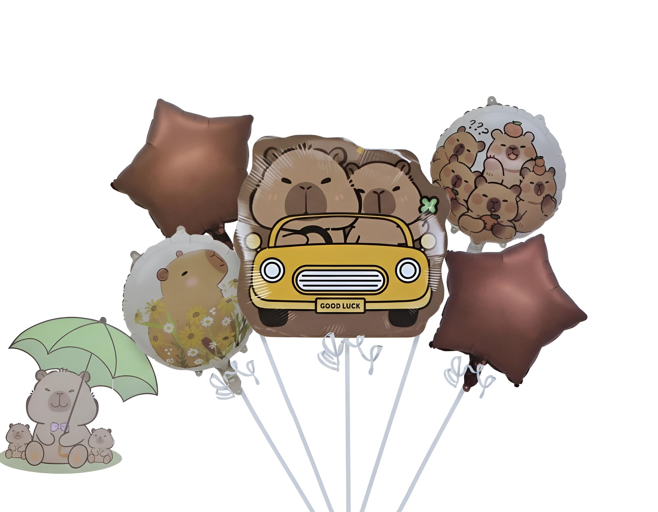 GREATRIL Capybara Car Foil Balloon | Cute Animal-Themed Foil Balloons for Birthday Parties, Baby Showers & Kids Celebrations | Durable Metallic Party Decoration (Set of 5pcs)-image-42