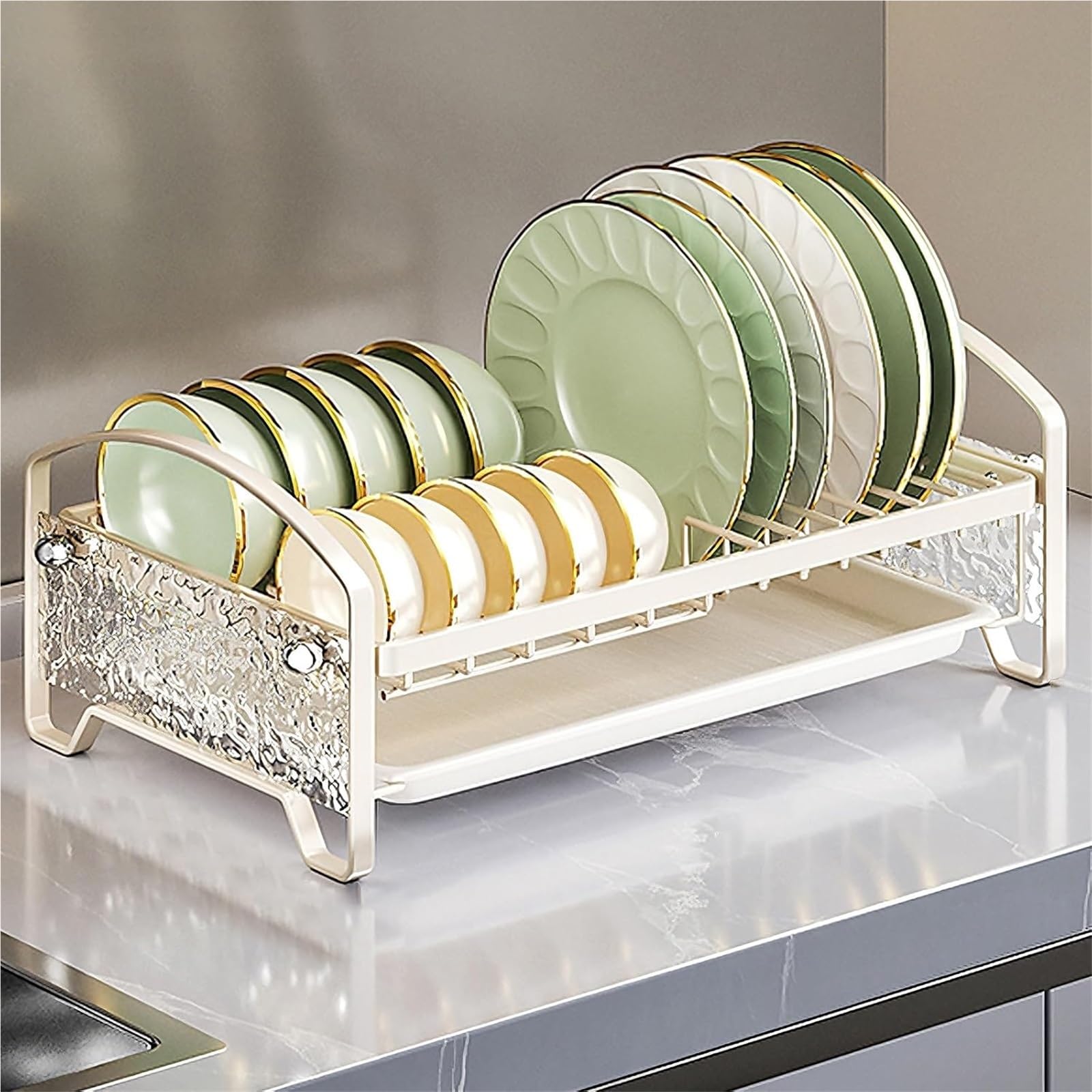 ARUNASC dish racks Dish Drying Rack Multifunctional Dish Racks for Kitchen Counter 1/2 Tier Large Capacity for Cup chopsticks drainer(1 layer,42cm)