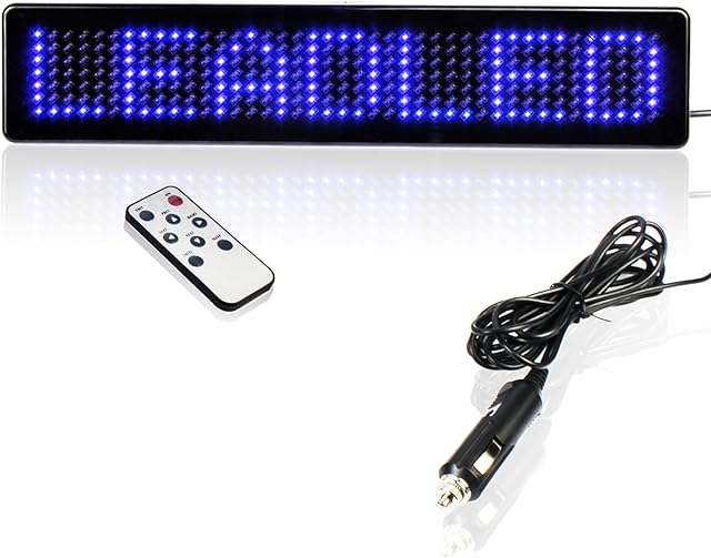 Leadleds 12V Car Message Sign Scrolling Display Board LED Programmable with Remote Blue