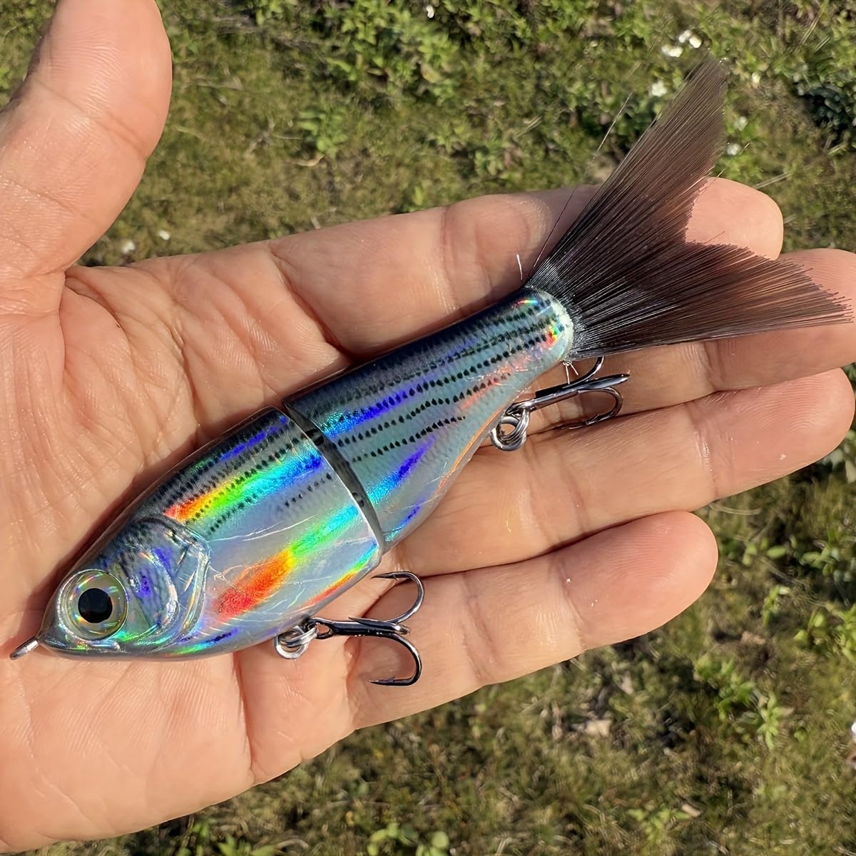 3pcs 4.7in Mini Small Glide Bait, Saltwater Fishing Lures, Metal Jointed Swimbait Rattle Balls Inside Wobblers Pesca Slide Sea River, Saltwater Fishing Lures Kit, Sinking Glide Baits for Bass Fishing
