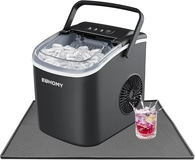 Matelas de glace en silicone imperméable avec bord relevé prévient les déversements liquides, Matelas machine à glace avec points non glissés, portatif 19"x12" (ne comprend pas de fabricant de glace)