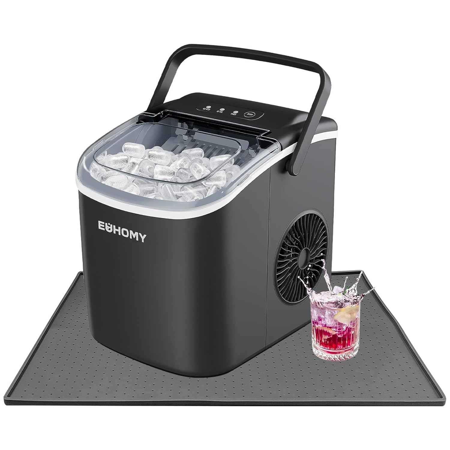 Silicone Ice Makers Countertop Mat Waterproof with Raised Edge Prevents Liquid Spillage, Nugget Ice Machine Countertop Mat with Non-Slip Raised Dots, Portable Mini Counter Top Ice Maker Mat,19“x12”