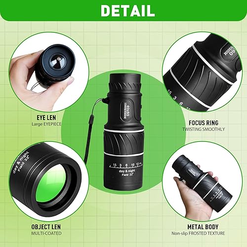 Miniatura 3 de HDAJY Telescopio monocular, telescopio portátil mejorado de 40 x 60, monoculares para adultos de alta potencia, para observar estrellas, caza,