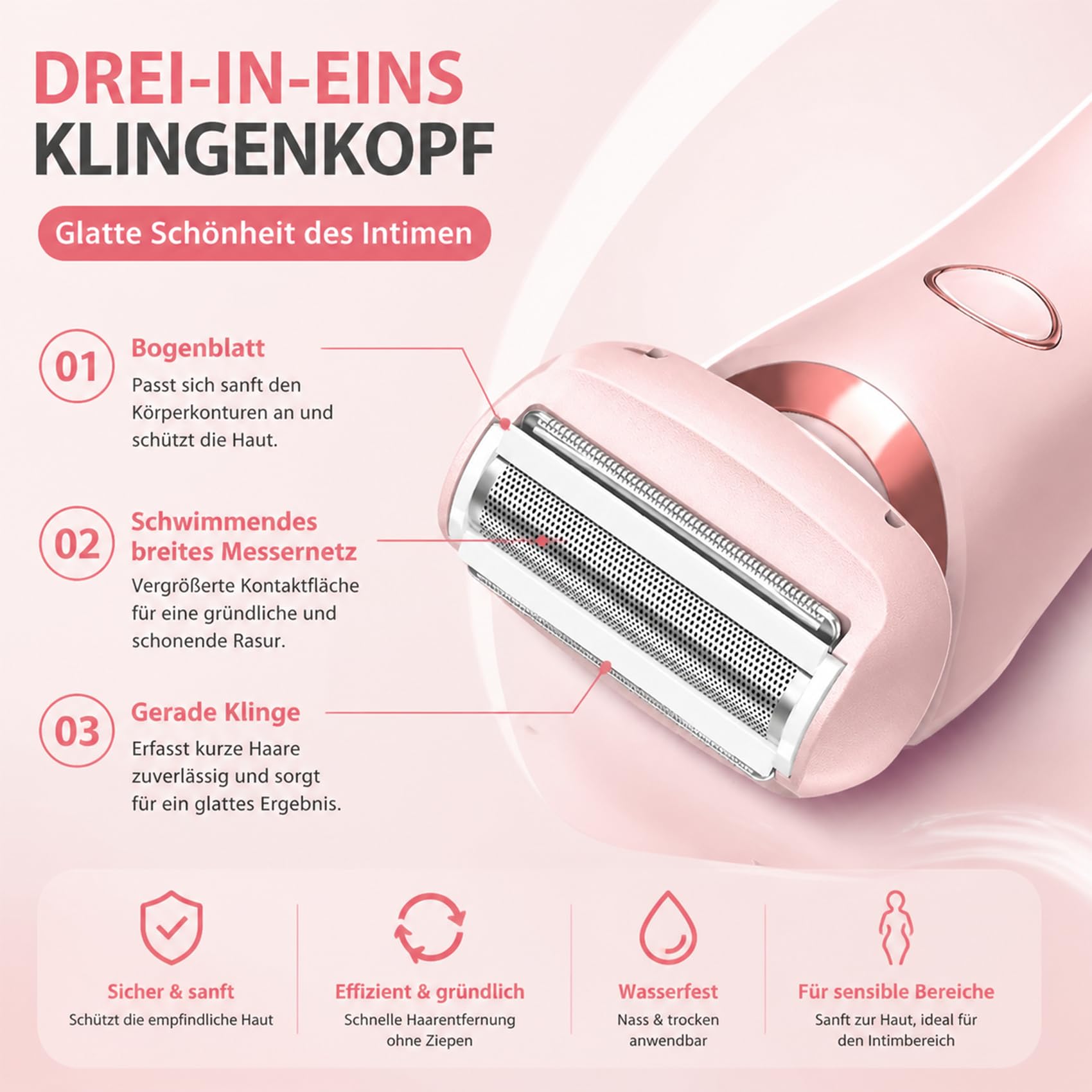 Boulina Rasierer Damen, 2-In-1 Glisse Pro Rasierer, Einfach Zu Reinigen, Sowohl für Den Nass- Als Auch für Den Trockengebrauch Geeignet für Beine, AchselhöHlen und Bikinizone (Blau*1)