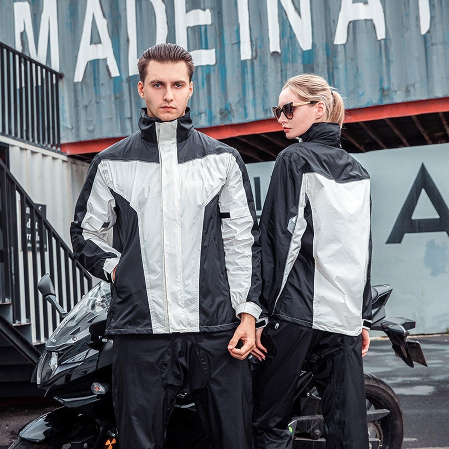 Regenanzug Herren Damen,Wasserdicht Atmungsaktiv Motorrad Regenkombi Regenbekleidung Motorrad Regenmantel Jacke Hose unterteile Set Anzug Arbeit Camping ​Angeln