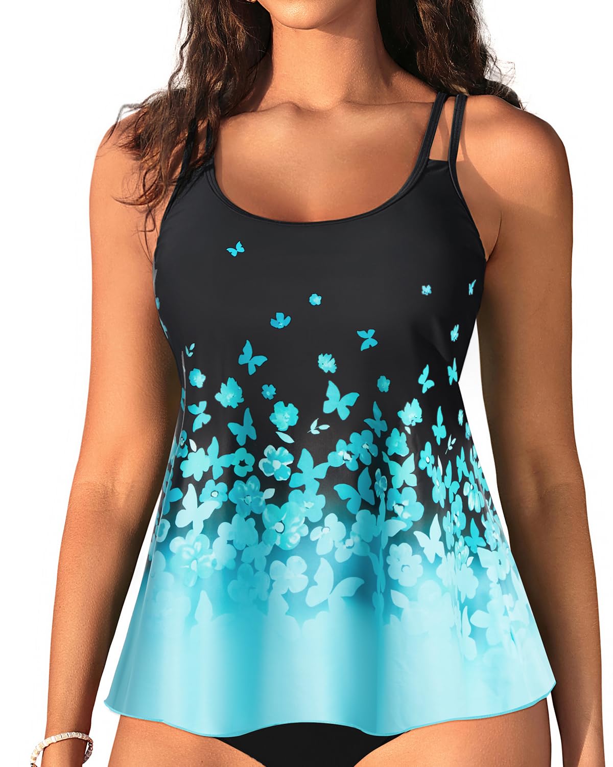 Womens Flowy Tankini Tops Only - Modest Bathing Suit Swim Tops No Bottom