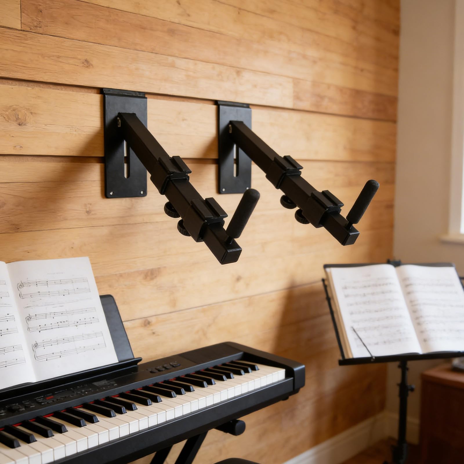 1 paio di supporti da parete per tastiera musicale: staffa organizer da parete per tastiera di pianoforte - supporto per strumenti musicali per esercitarsi a casa