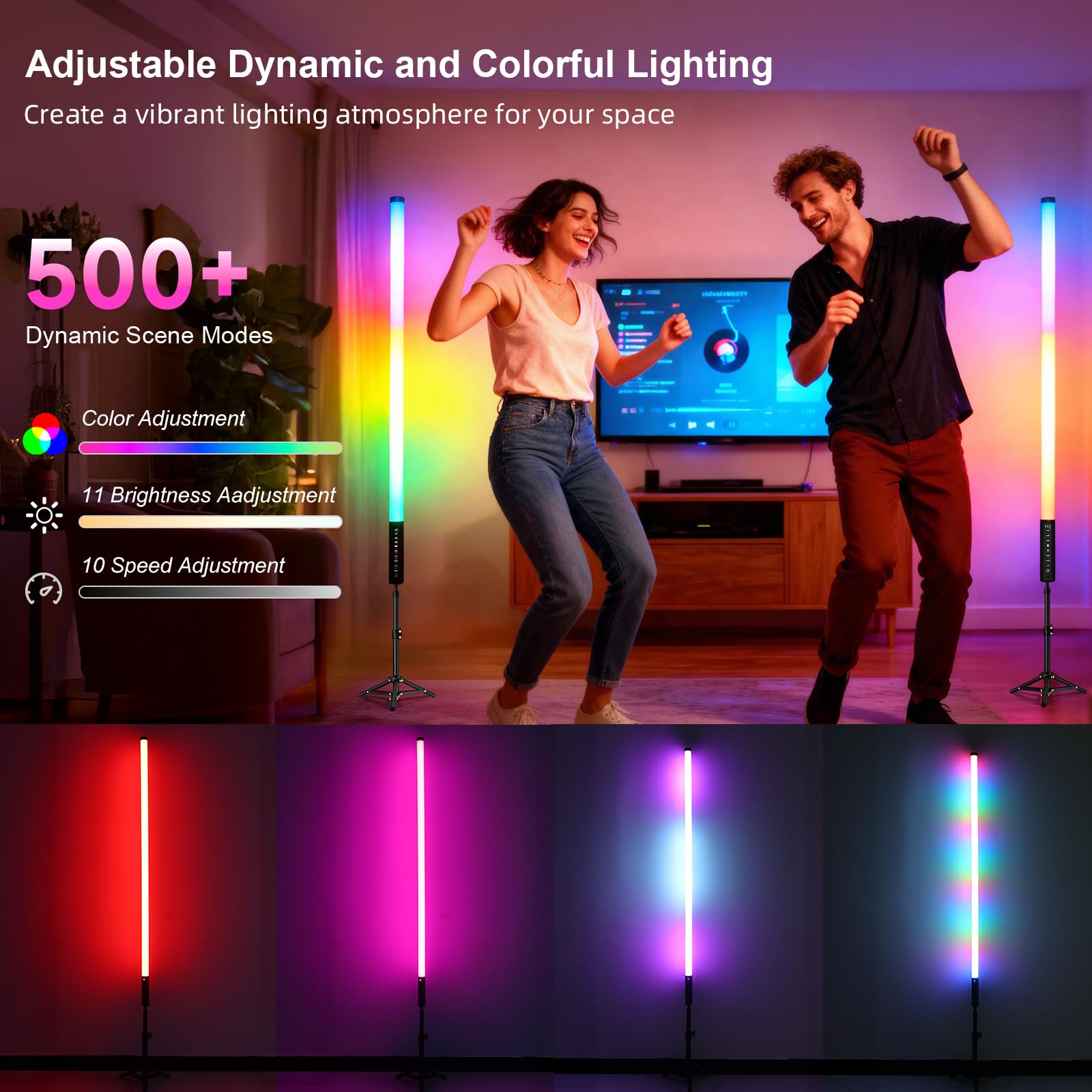 Lampe vidéo LED Portable, bâton Lumineux de Photographie LUXCEO Mood1, intensité Variable et mémoire, Batterie intégrée 2000 mAh, Lampe Photo RVB pour Youtube, TikTok, Jeu en Streaming (85 cm)