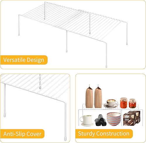 Miniatura 4 de AmaQueen 2 organizadores de estantes expandibles para armario, armario, armarios, estantes ajustables para refrigerador, estante para congelador,