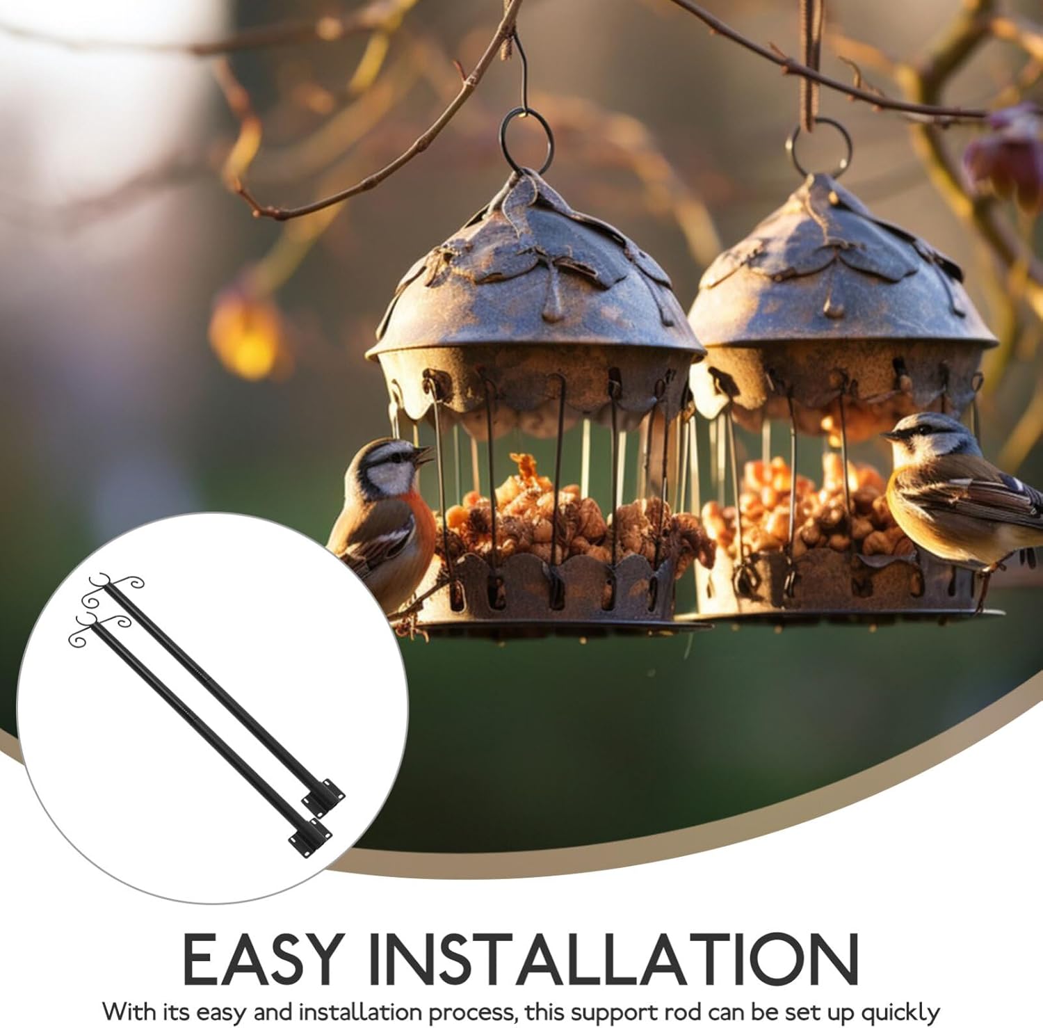 Milisten 2sets Outdoor Light Hanging Pole Heavy Duty Support Rod for String Lights and Bird Feeders Convenient Installation for Patios Gardens and Fences