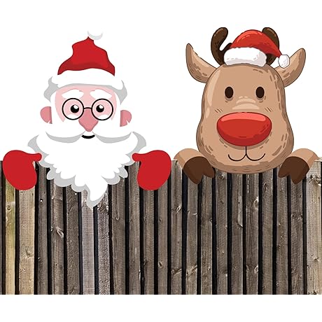 Santa Fence Peeker Decoration - Festive Holiday Decor for Gardens and Yards