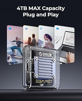 ORICO M.2 2230 NVMe SSD Enclosure, 10Gbps USB C 3.2 Gen2 to NVMe Adapter Compatible with iPhone 15/16 Pro Max ProRes, M.2 Reader Supports UASP, Trim, M-Key(B+M Key) - TC20
