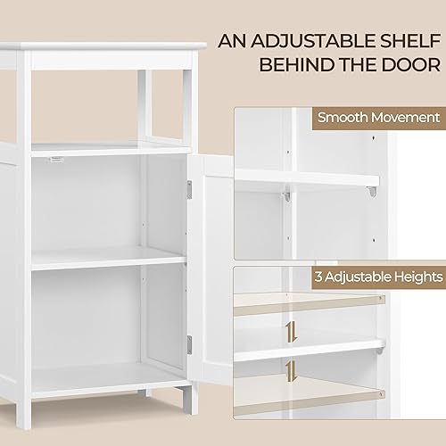 Miniatura 6 de Yaheetech Armario de piso de una sola puerta, organizador de almacenamiento independiente para baño con estante ajustable, gabinete lateral estrecho