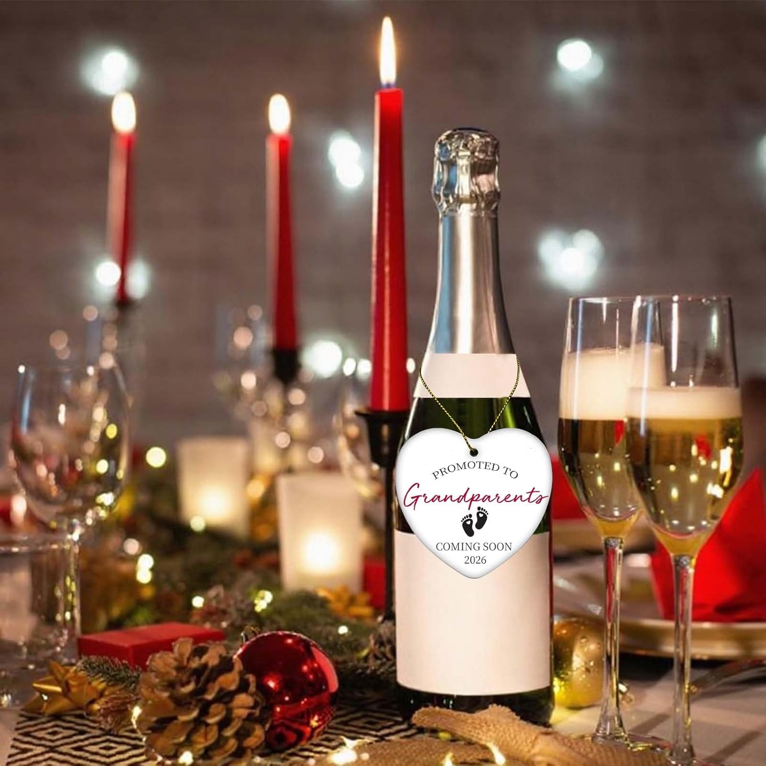 Promoted to Grandparents ベビーアナウンスメントオーナメント - 初めてのおばあちゃんとおじいちゃんのギフト