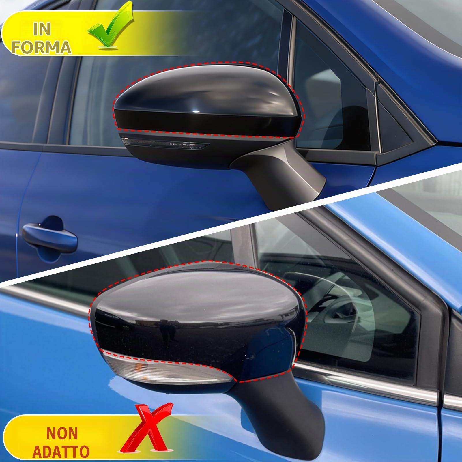 TTCR-II 2PCS Calotte Specchietti Compatibile con Renault Clio MK5 2019-2025 | Sinistra+Destra Calotta Specchietto Clio 5 Tappi Specchietti per Renault Copri Specchietto 963738293R 963749543R-Nero