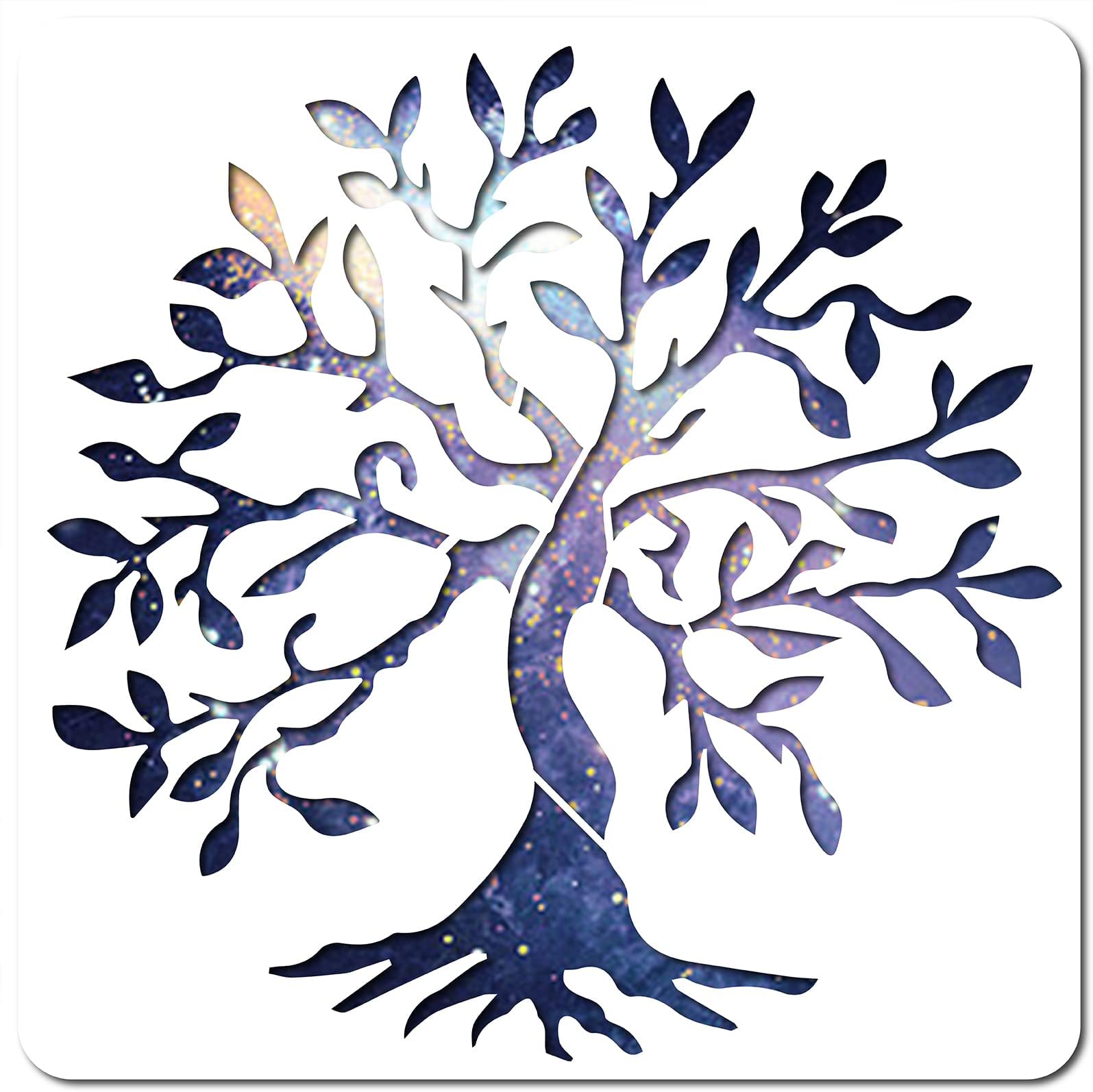 GORGECRAFT Tree of Life Stencil Template 11.8x11.8 Inch Large Reusable Sign for Painting on Wood Wall Scrapbook Card Floor Drawing