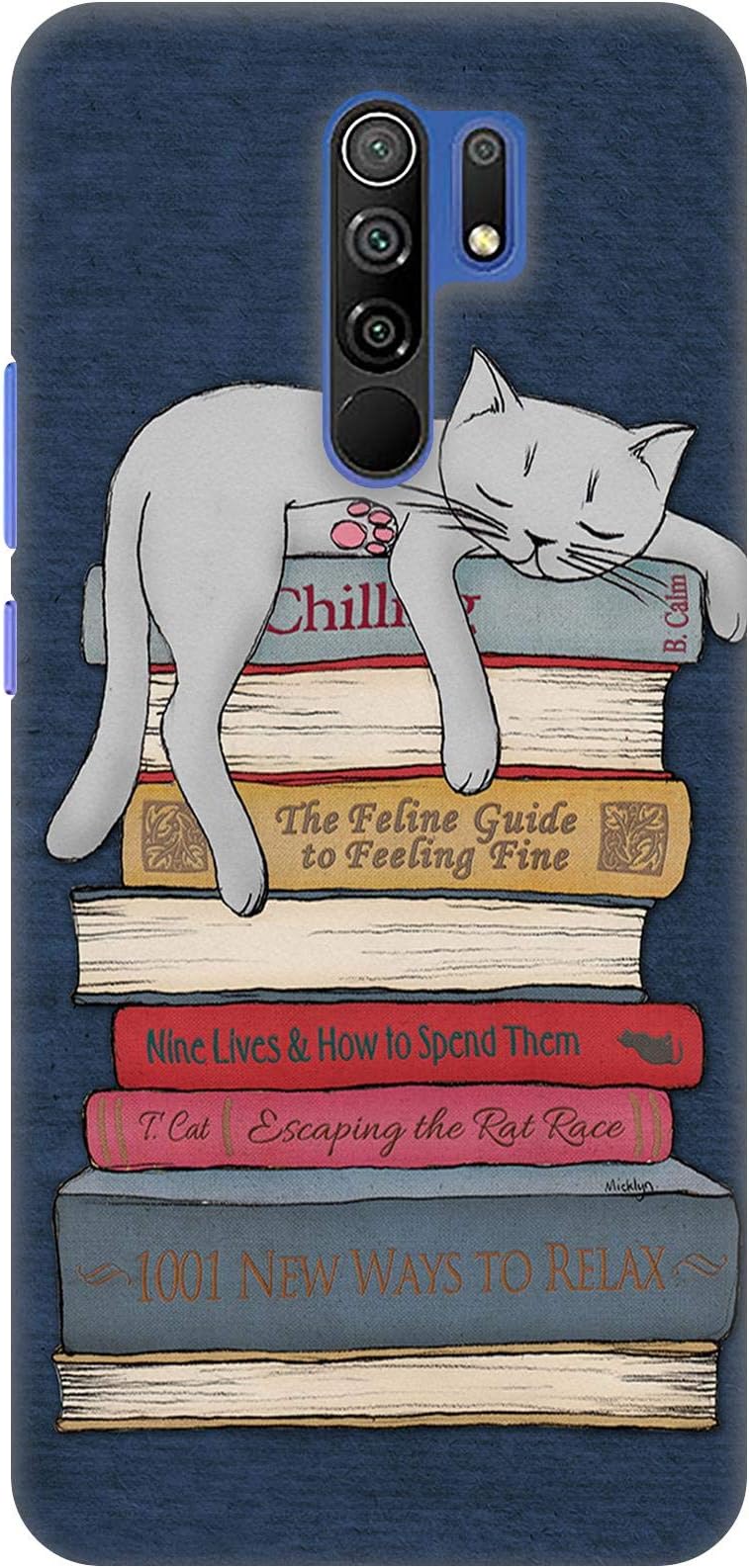 Casotec Plastic Cat Sleeping On The Books Design 3D Printed Hard Back Cover Case Cover for Mi Redmi 9 Prime/Poco M2 - Red