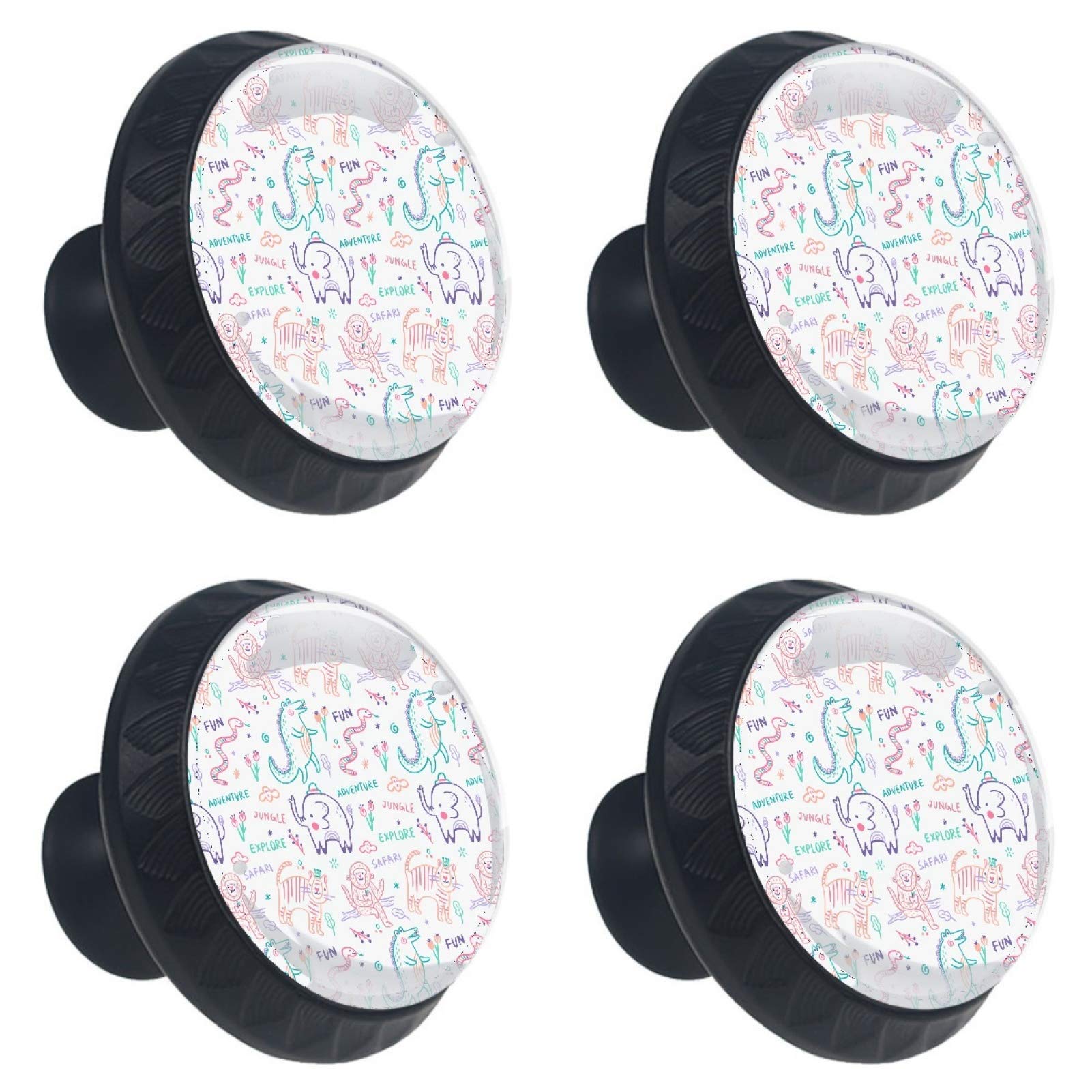 Boutons de meuble en verre Elaphant lot de 4 motifs animaux