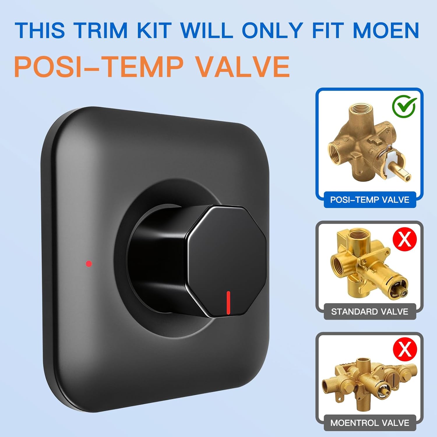 Replacement for Moen T2471BL Genta LX Valve Trim Kit,Pressure Balancing Modern Shower Trim Kit Shower Handle,Compatible with Moen 2510 Valve,Matte Black