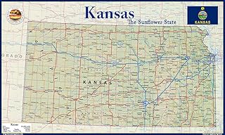 Kansas State Physical Map - 16.5 x 27.5 Inches - Paper Laminated