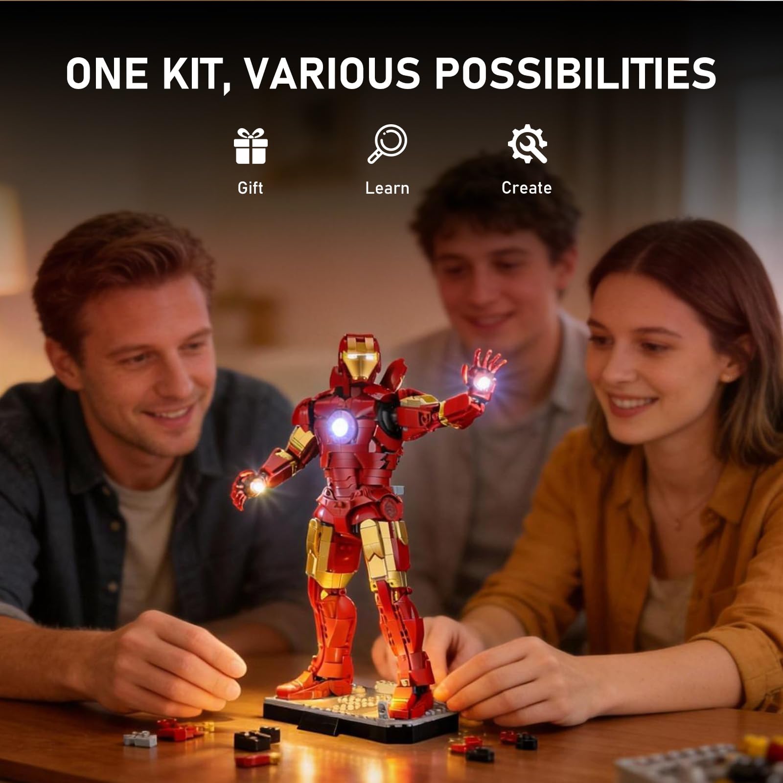 BRIKSMAX Zestaw oświetleniowy 2.0 kompatybilny z Lego Architecture Iron Man Mark 3, edycja kolekcjonerska 76344, oryginalne zestawy oświetleniowe LED (tylko akcesoria) do wyświetlacza, prezentów i