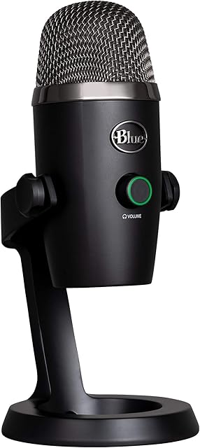 Logitech for Creators Blue Yeti Nano Premium USB Microphone for PC, Mac, Gaming, Recording, Streaming,Podcasting,Condenser Mic Blue VO!CE Effects, Cardioid&Omni, No-Latency Monitoring-Blackout
