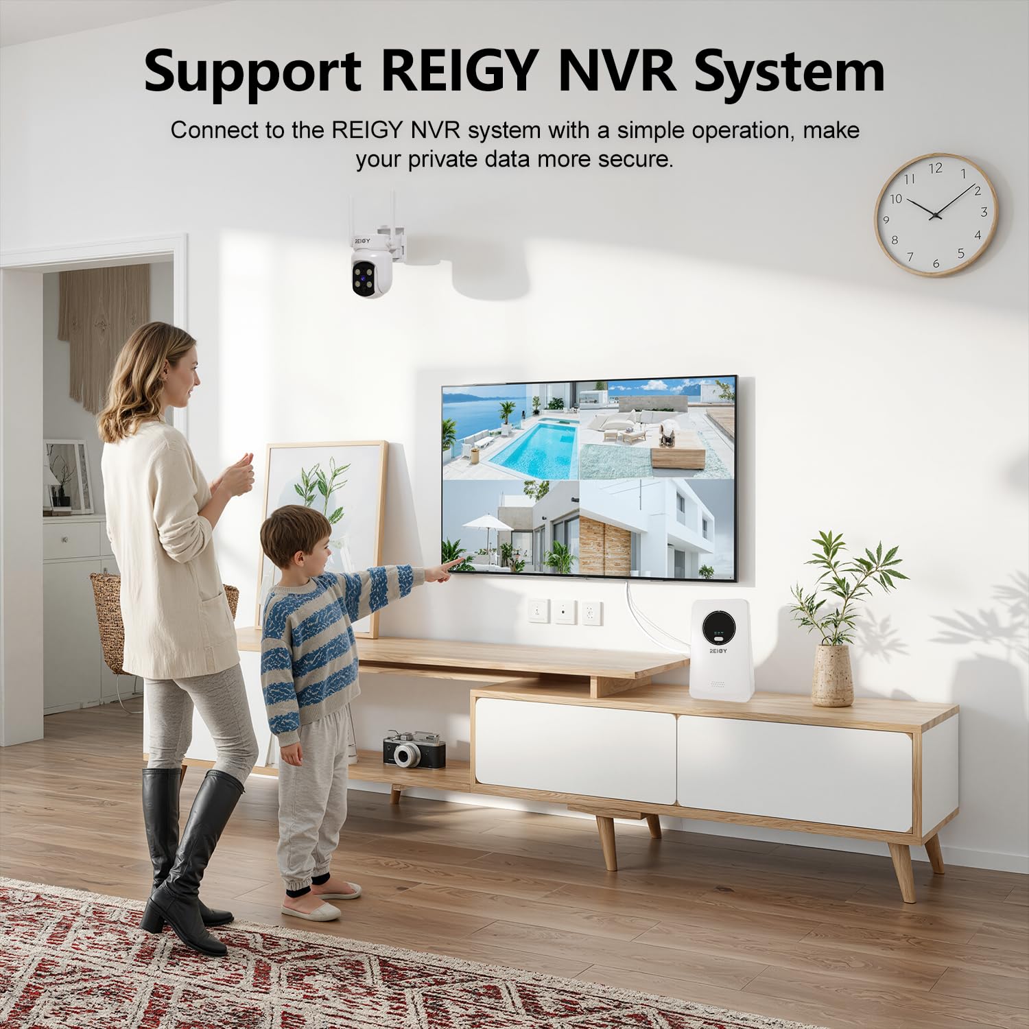 REIGY 4MP Camara Vigilancia WiFi Exterior/Interior Solar, Camera Seguridad sin Cable con Panel Solar, 360° PTZ, 10M Visión Nocturna, Detección Movimiento PIR, Audio de 2 Vias, WiFi 2.4ghz/5ghz
