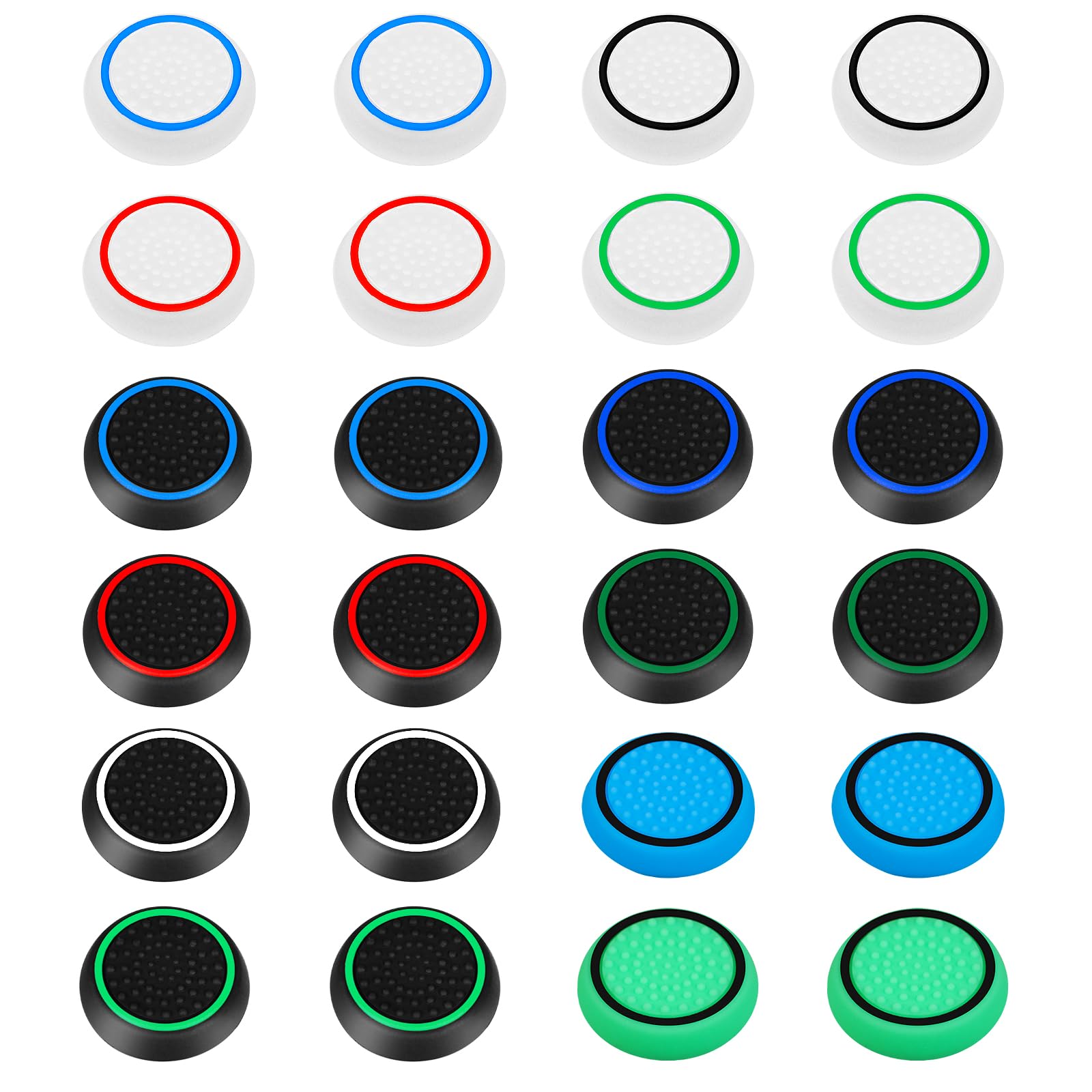 AXFEE Thumbstick Kappen, 24 Stück Convex Thumb Grip Caps Set, Thumbstick Caps Grip, Silikon Joystick Schutz Aufsätze, Gaming Zubehör Controller Zubehör für PS5 PS4 Xbox One Series X/S (12 Farben)