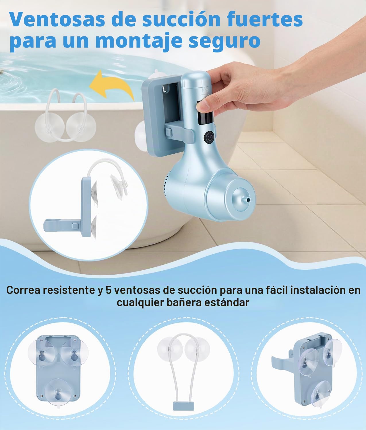 PAHTTO SPA de hidromasaje para bañera, Accesorio portátil para bañera con 5 Niveles de Velocidad Ajustables, para un SPA en casa y relajación (Azul)