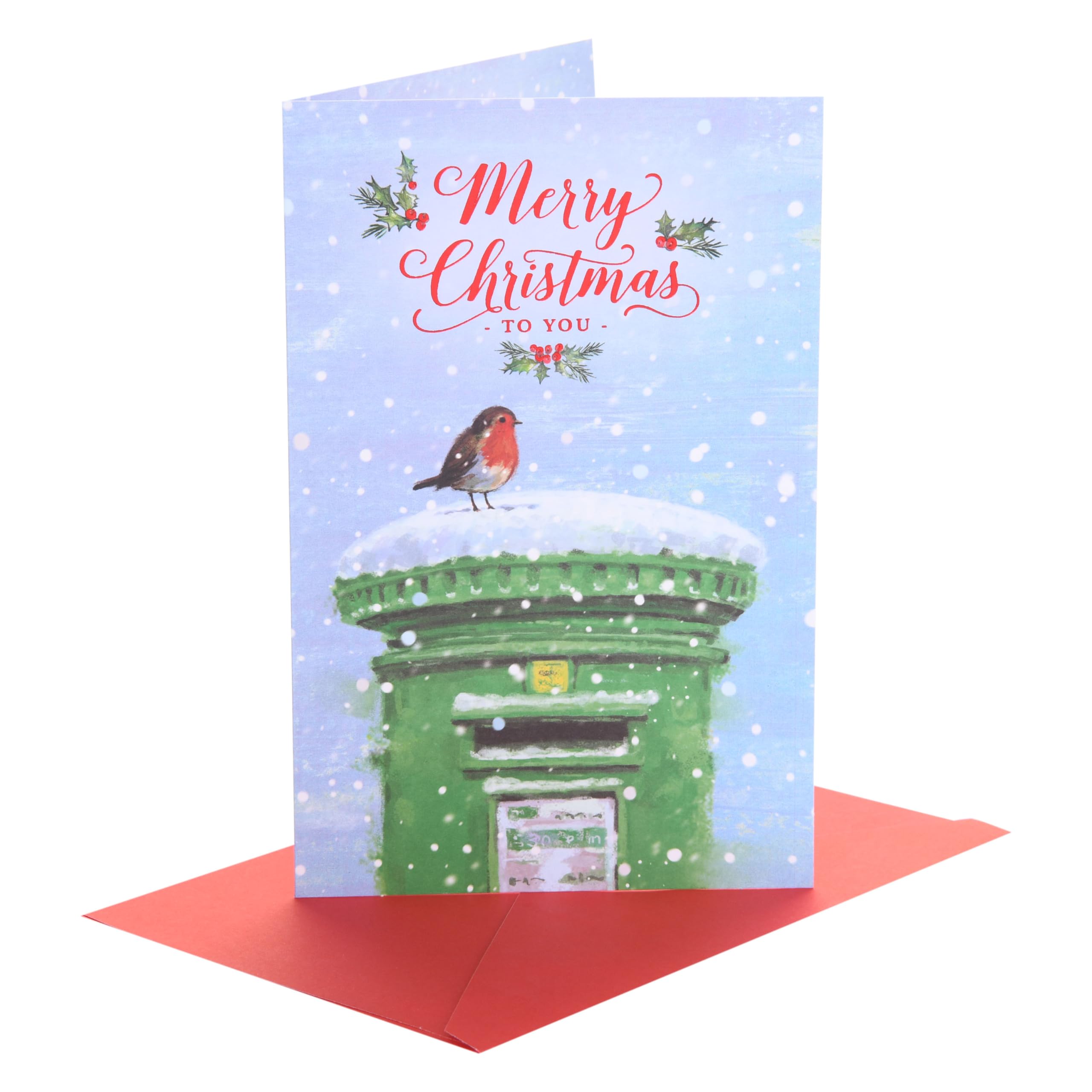 UK Greetings | Christmas Card for Him/Her/Friend | Xmas Presents | Her/Him | Irish Postbox | With Envelope | 21 x 13.7 cm