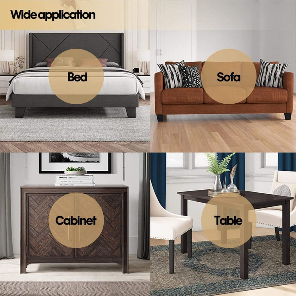 Elevadores de Cama de PP Negro 4 Piezas Base Antideslizante y Diseño Protector para Aumentar Altura de Muebles Sofá Cama Mesa