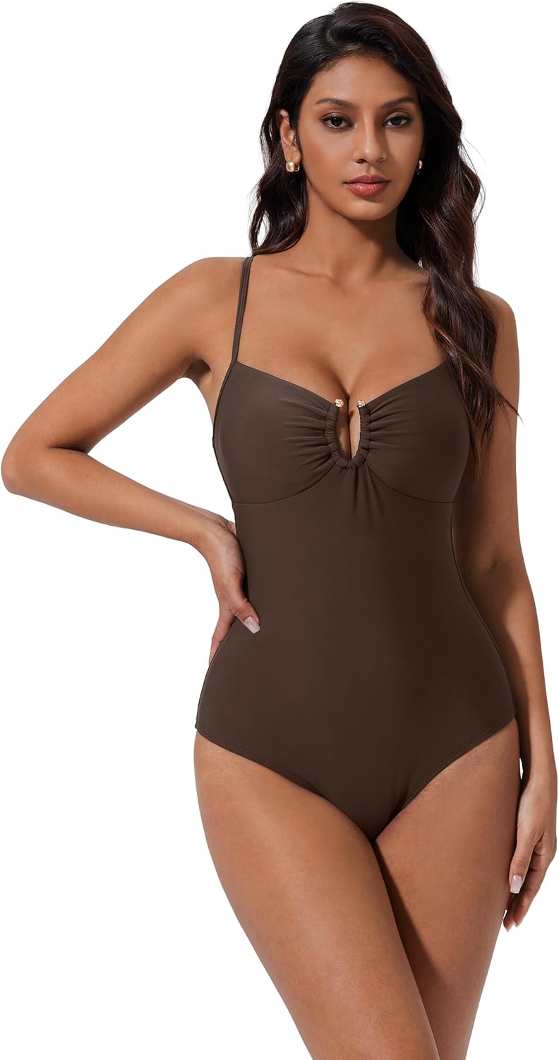 SUUKSESS Women Tummy Control One Piece Swimsuit Slimming Cut Out Bathing Suit - Image 6