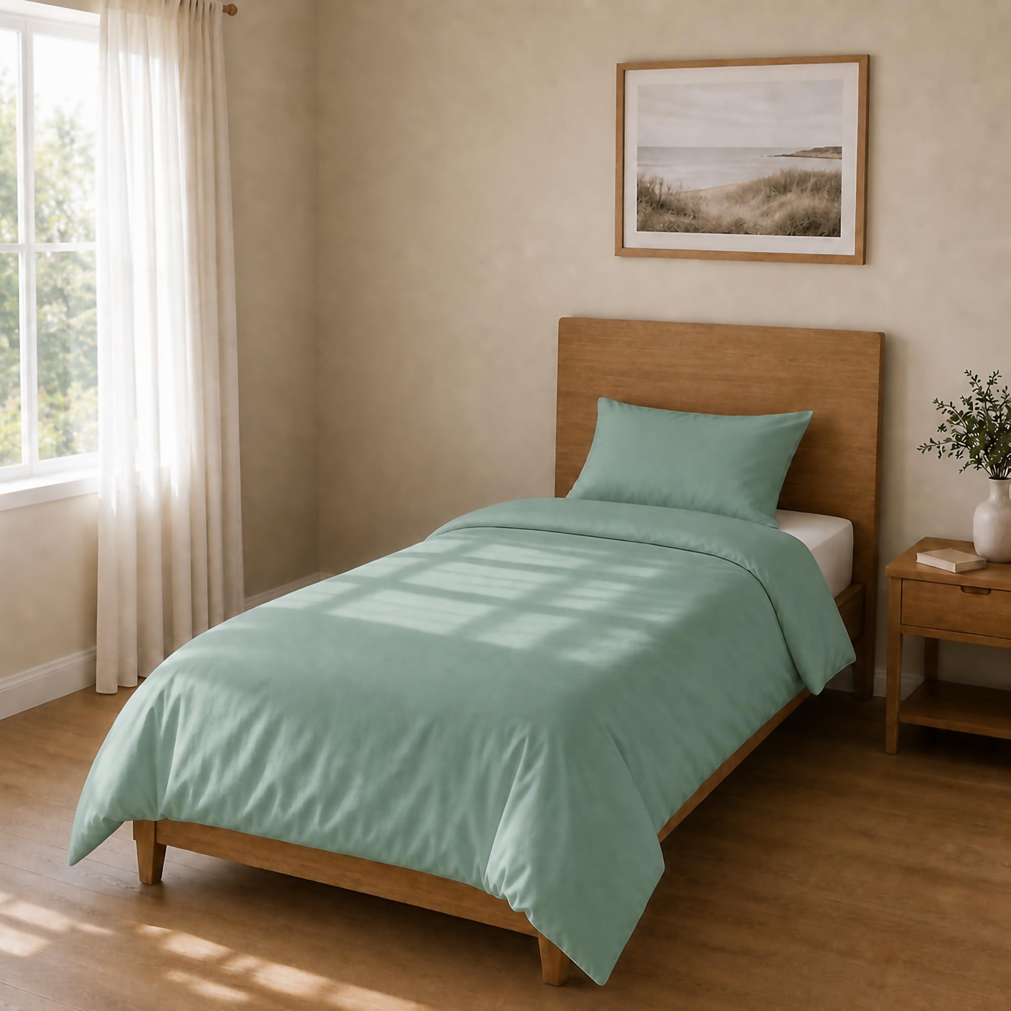 Homebliss Microfibre Bed Linen Duvet Cover 150 x 220 cm + 45 x 75 cm, 1 Piece, Sage Green