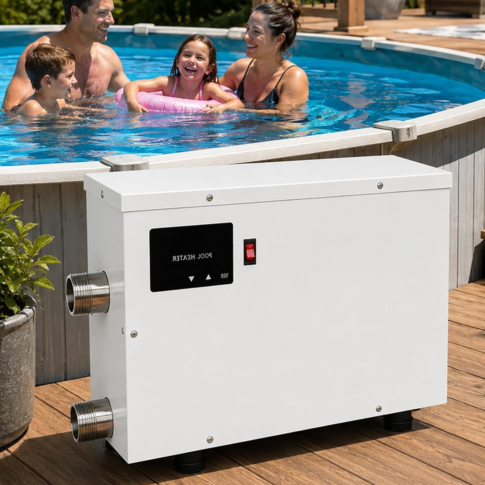 Podgrzewacz basenu naziemnego, elektryczny podgrzewacz wody 220 V z automatyczną kontrolą temperatury, podgrzewacz wody ze stali nierdzewnej 316 do basenu, spa, wanny z hydromasażem 9 kW