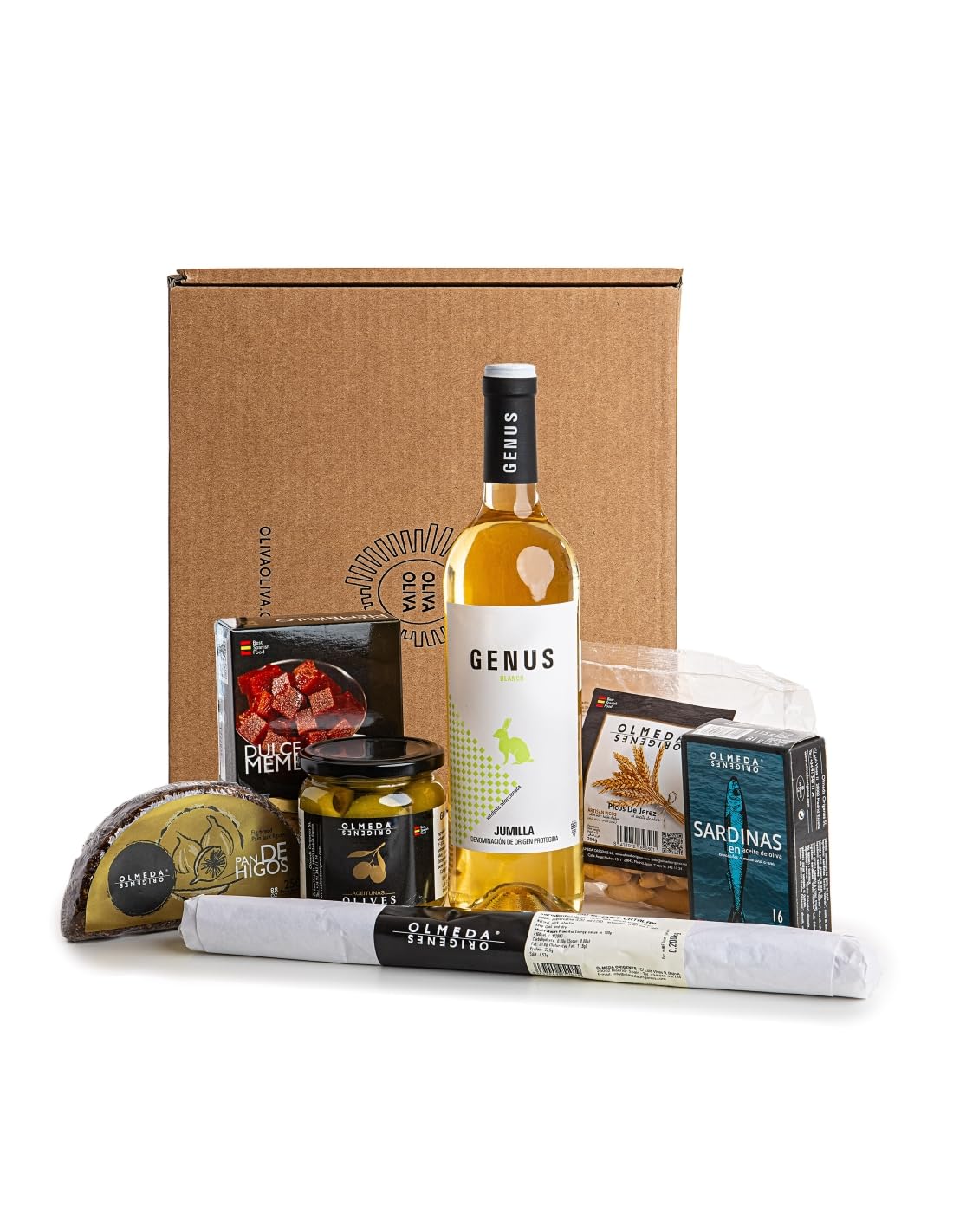 OLMEDA ORÍGENES - Cesta Gourmet Regalo Olmeda Super - Surtido de embutidos, tapas, snacks y dulces españoles