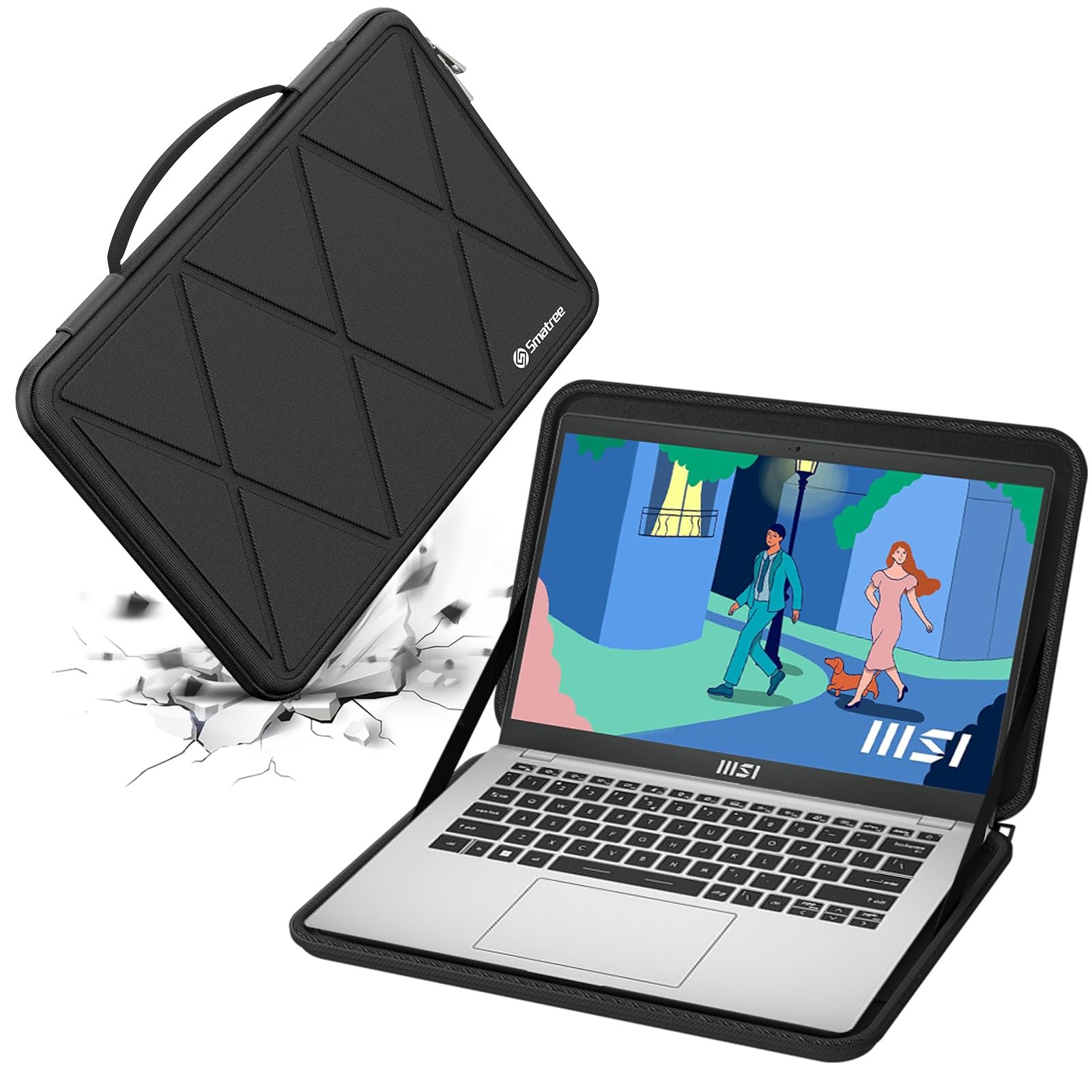 Smatree Twardy rękaw ochronny EVA kompatybilny z 39.6 cm MSI Modern 15 A10M/A10R/A5M/A11M/A11MU/B11M, do laptopa MSI Summit B15 A11M, wodoodporne i antywstrząsowe etui na laptopa (X8274T)