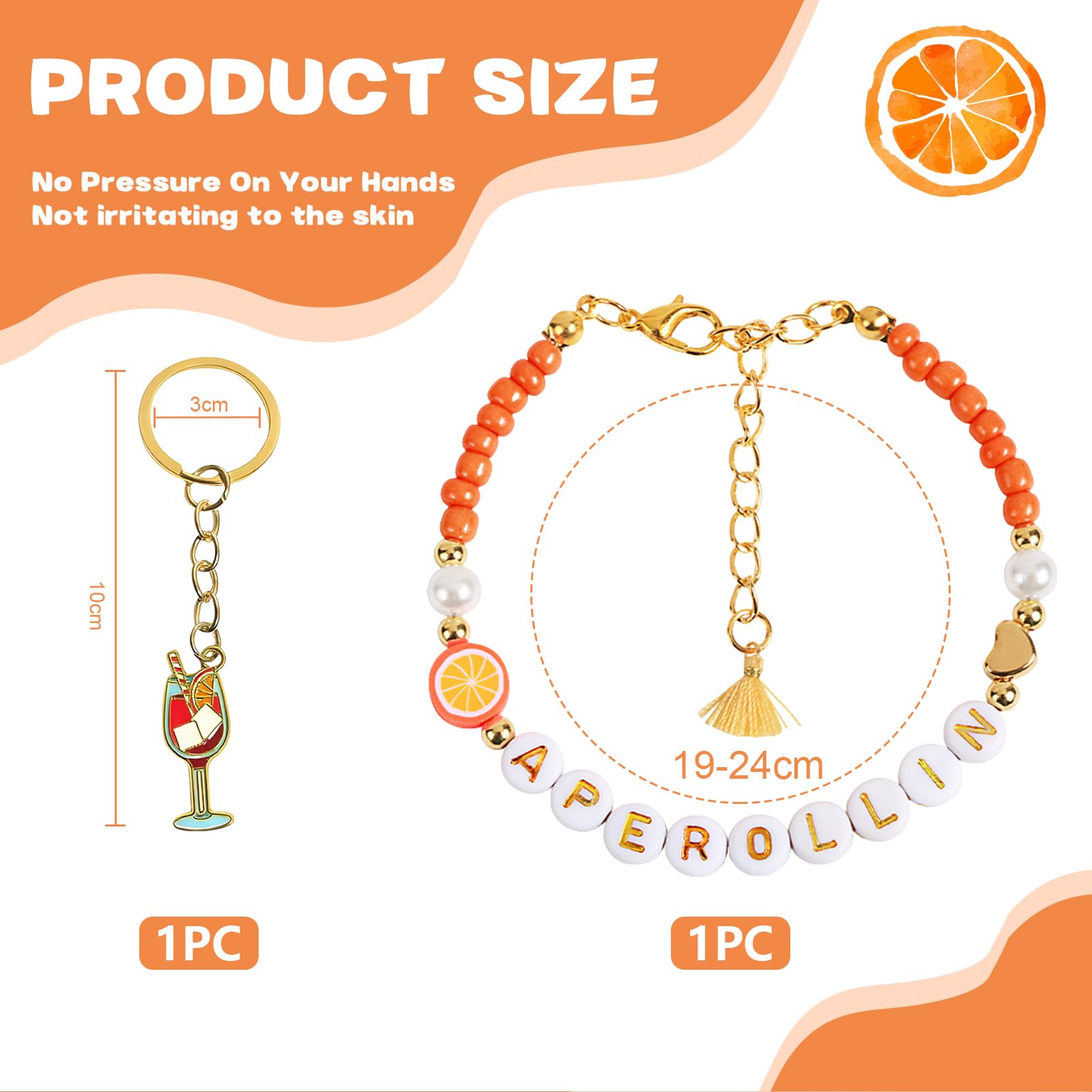 FloralGrace Aperol Cadeaux Femme 1 Pièce Bracelet Aperol Et 1 Pièce Porte-clés Aperol Verre à Vin Décoration Aperol Pour Amie Collègues Famille