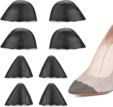 ASTIMES 4 Pairs Black Round & Pointed Head Shoe Filler, Shoe Toe Inserts Cushion Make Shoes Fit, PU Stuffers for Shoes Too Big, Size Reducer for Loose Man Sneakers Flats Black, large