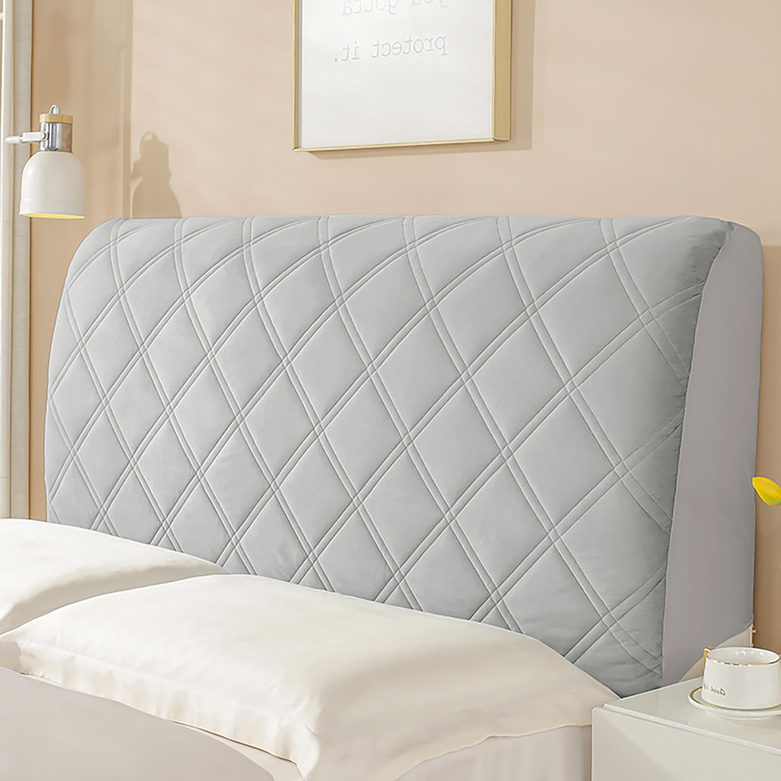 PRELGOSP Headboard Cover Dustproof Protector, Single/Double Bed Head Cover, All-Inclusive Stretch Headboard Slipcover for Bedroom Bed Head Decor,light grey,200cm