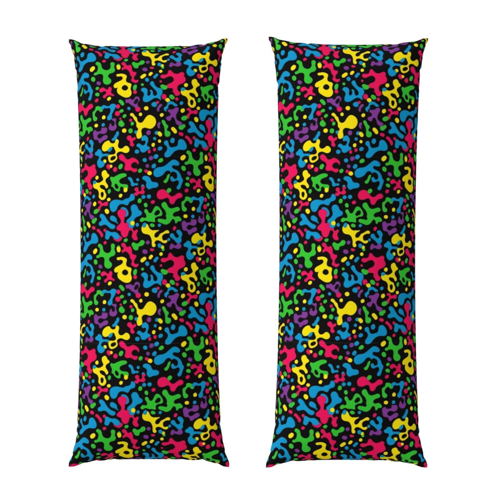 Body Pillowcase 20x54, Leopard Cheetah Print Rainbow Black, Plush Velvet Pillow Cover with Zipper, Cozyffy Rectangular Cushion Case for Couch Bed Home Hotel