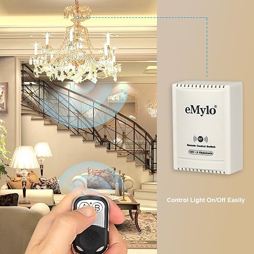 Miniatura 3 de eMylo DC 12V 2CH RF Relé inteligente Control remoto inalámbrico interruptor de luz puerta de garaje Abridor remoto 433Mhz transmisor con receptor de