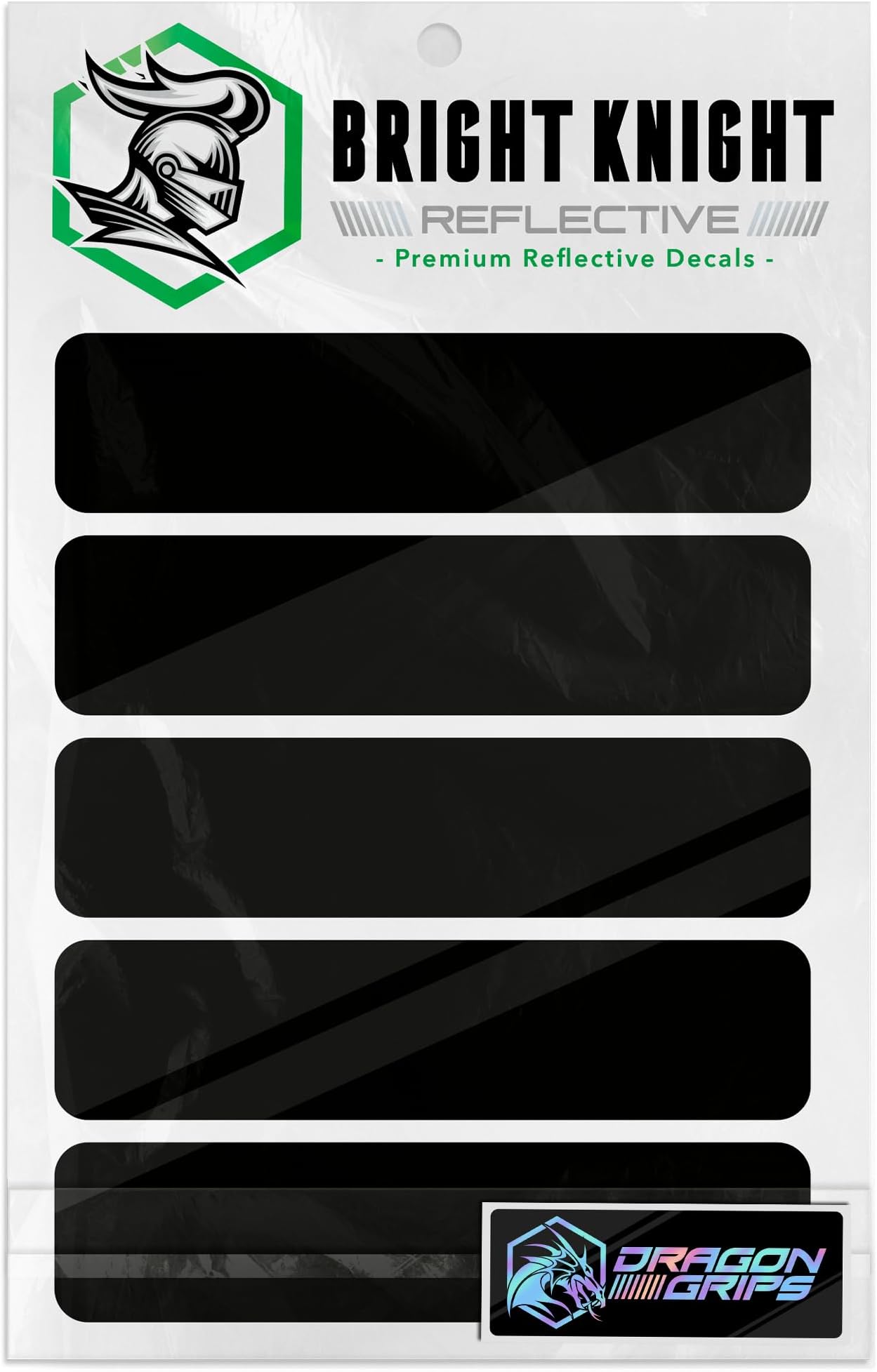 Reflective Motorcycle Helmet Decals, 5 Pcs Black Reflective Tape Decal with 3M Retro Reflective Stickers for Helmet Vinyl by Bright Knight Decals