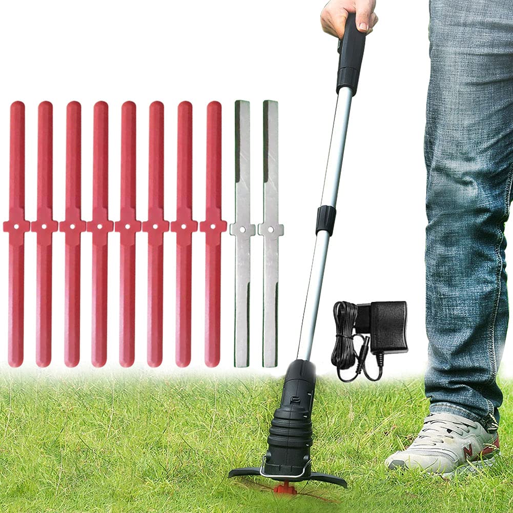 Coupe-bordure sans fil électrique avec batterie et deux types de lames pour désherber