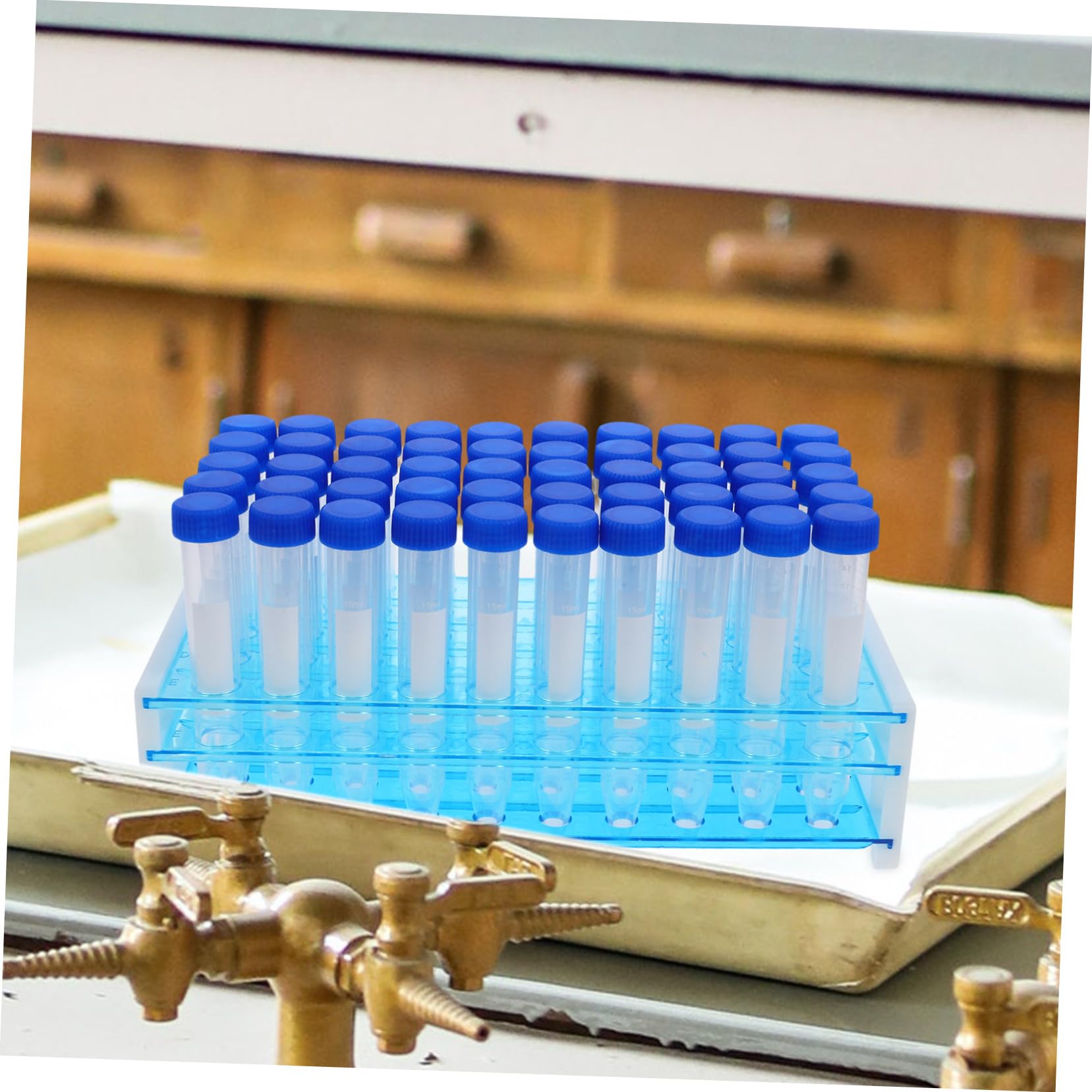 Zentrifugenröhrchen mit Schraubverschluss 100 Stück aus Kunststoff 15 Ml und 2 Abnehmbaren Reagenzglasgestellen für Labor und Wissenschaftliche Experimente