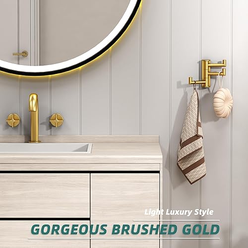 Miniatura 2 de APLusee Gancho giratorio para toallas, gancho plegable de acero inoxidable 304 con tres brazos giratorios, gancho flexible de almacenamiento de