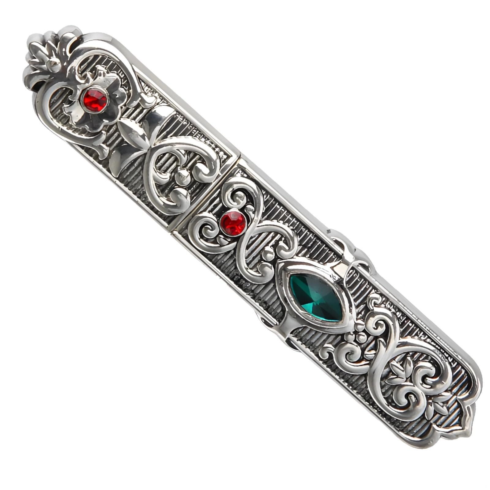 Bosreroy Elegant Needle Organizer Box, Vintage Embroidery Sewing Case, Silver with Floral Copper Accents