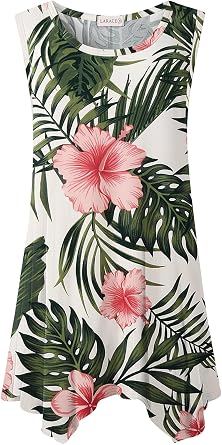 LARACE Womens Plus Size Tank Tops Summer Sleeveless Shirts Casual Loose Tunic Blouses