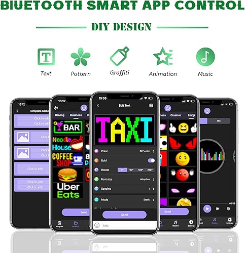 Miniatura 9 de Letrero LED para automóvil, letrero abierto, panel de matriz LED flexible programable, USB 5V, control de aplicación Bluetooth, letrero LED de