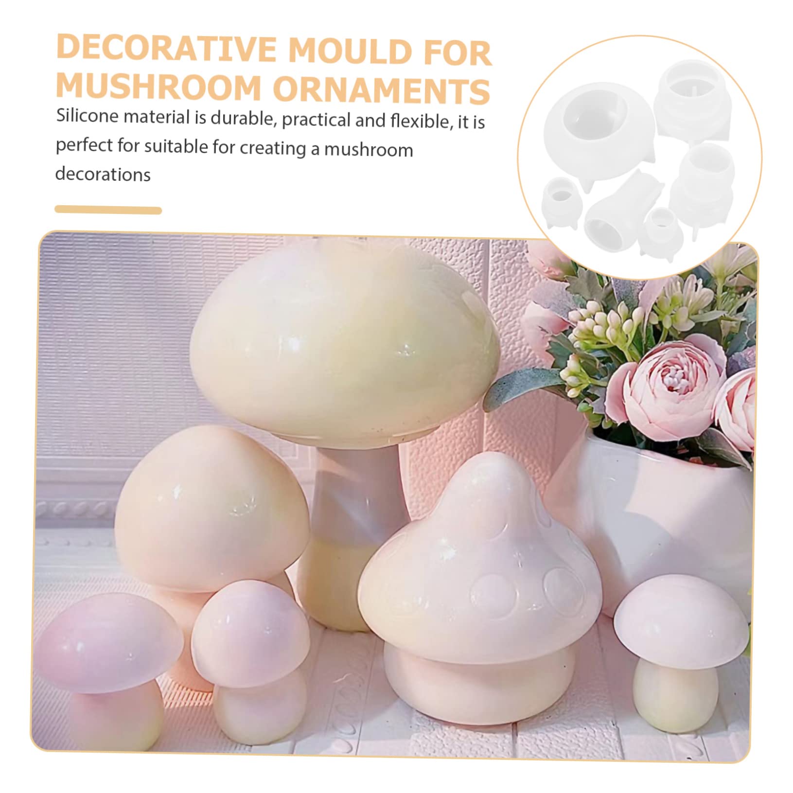 Molde de Silicona de Hongos para Manualidades, 6 Piezas | Bricolaje y Diy, Reutilizable y Fácil de Limpiar, Acabado Antiadherente, Forma Decorativa