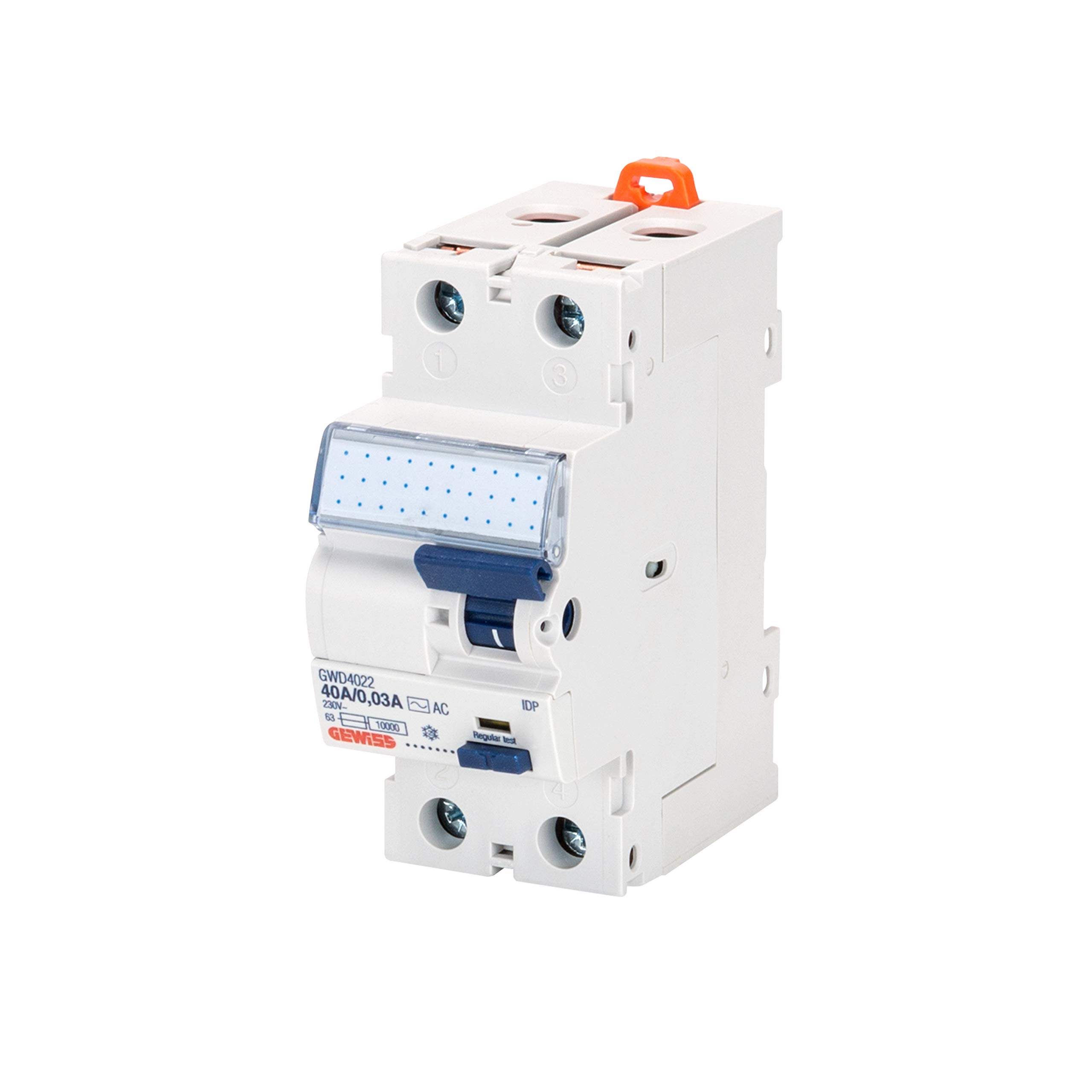 Gewiss Interruttore differenziale puro IDP - 2P - 40A/0,3A Classe A[ir] - 2 moduli DIN - GWD4206